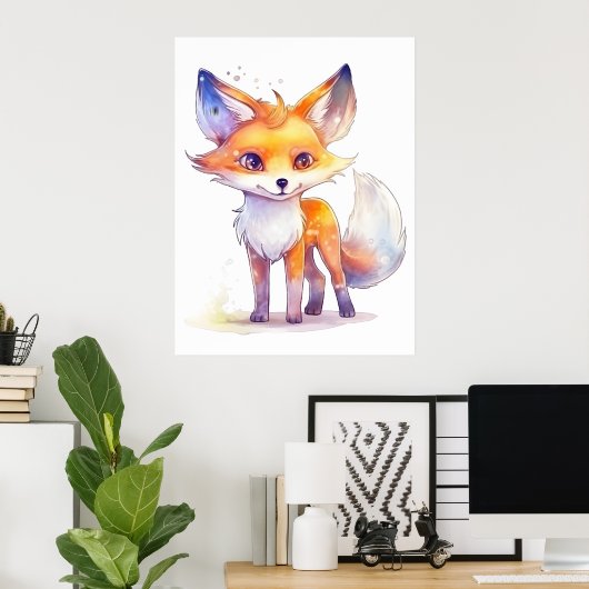 Affiche de renard bébé mignon (Bureau à domicile)
