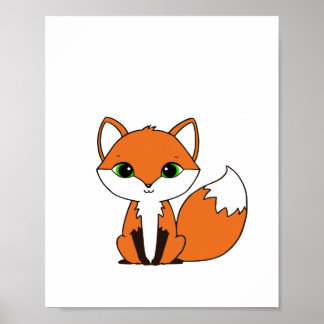 Affiche de renard de style Chibi