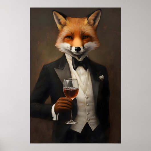 Affiche de renard en smoking, Affiche d'animal, Re (Devant)