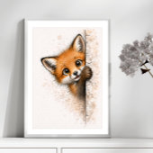 Affiche de renard mignon qui regarde - Impression