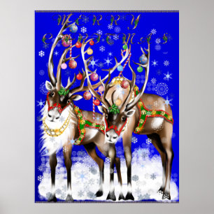 Affiche de renne de Joyeux Noël