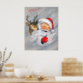Affiche de rennes de Père Noël de Noël rétro (Cuisine)