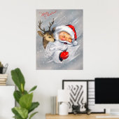 Affiche de rennes de Père Noël de Noël rétro (Bureau à domicile)