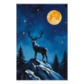 Affiche de rennes majestueux au clair de lune (Devant)