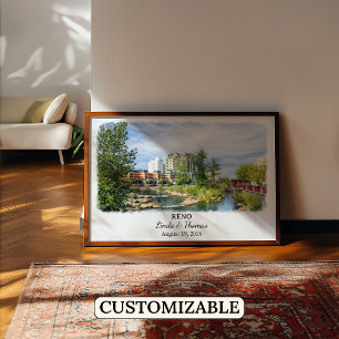 Affiche de Reno Nevada, Aquarelle, Sur mesure