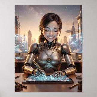 Affiche de rêve de créateur de robots androïdes fu
