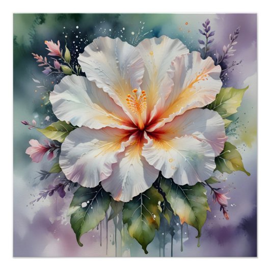 affiche de rêve d'hibiscus blanc (Devant)