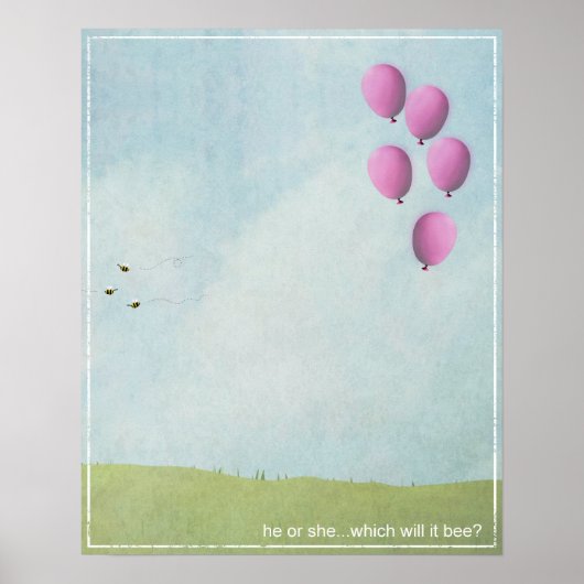 Affiche de révélation de genre - Ballons roses - 1 (Devant)