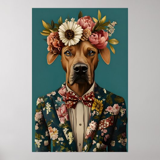 Affiche de Rhodesian Ridgeback en costume, Rhodesi (Devant)