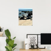 Affiche de rivage avec des rochers et des vagues (Bureau à domicile)