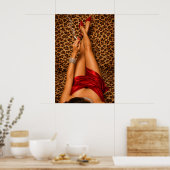 Affiche de robe rouge glamour impression léopard, (Cuisine)