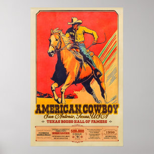 Affiche de Rodéo de Cow-boy Américain Texas Hall o
