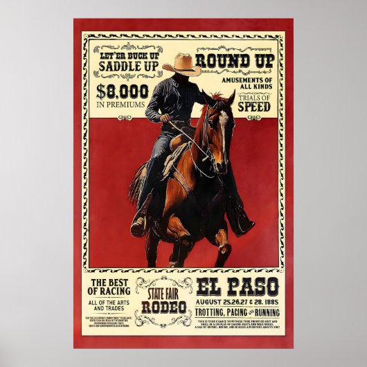 Affiche de Rodéo d'El Paso Impression d'Art de Cow (Devant)