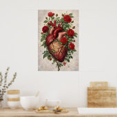 Affiche de roses de cœur anatomique, botanique (Cuisine)