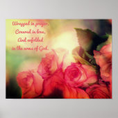 Affiche de roses roses avec une citation édifiante (Devant)