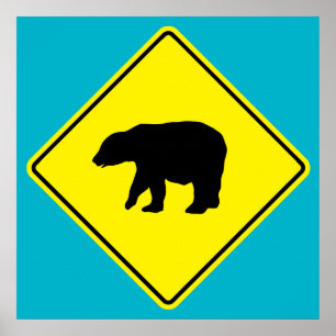 Affiche de route de croisement d'ours