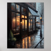 Affiche de rue de bistro pluvieux (Devant)