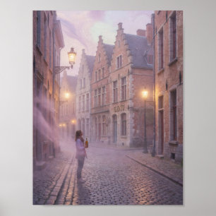 Affiche de rue de la rêverie d'un matin brumeux à
