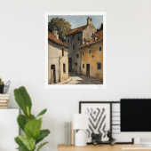 Affiche de rue de village ensoleillée (Bureau à domicile)