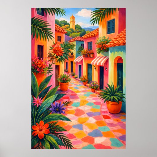 Affiche de rue méditerranéenne colorée, vibrante (Devant)