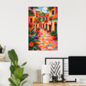 Affiche de rue méditerranéenne colorée, vibrante (Bureau à domicile)