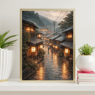 Affiche de rue pluvieuse japonaise   Mur de nuit d