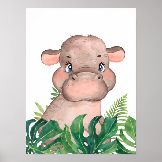 Affiche de Safari dans la Jungle Bébé Hippopotame (Devant)