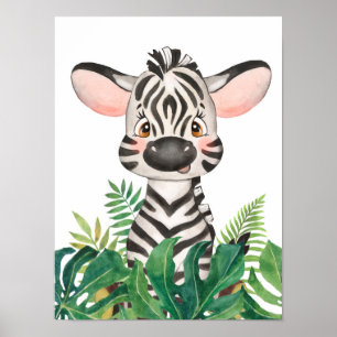 Affiche de Safari dans la Jungle Bébé Zèbre