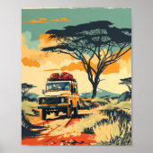 Affiche de safari en Afrique, impression d'art rét (Devant)