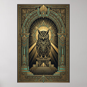 Affiche de sagesse de hibou Art déco Géométrique