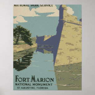 Affiche de Saint-Augustine Floride Spanish Fort Ma