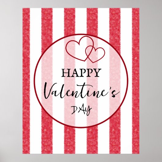 Affiche de Saint-Valentin coeurs rayures (Devant)