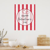 Affiche de Saint-Valentin coeurs rayures (Cuisine)