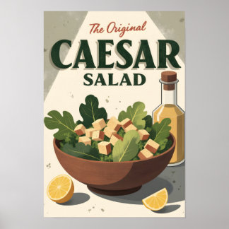 Affiche de salade César vintage - Art de cuisine r