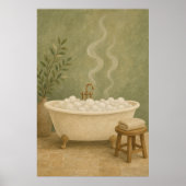 Affiche de salle de bain à pied en aquarelle de st (Devant)