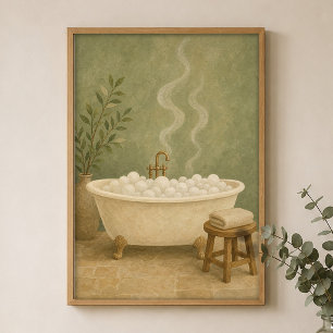Affiche de salle de bain à pied en aquarelle de st