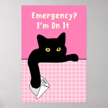 Affiche de salle de bain de chat drôle – Urgence ?
