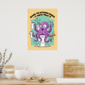 Affiche de salle de bain drôle Kraken (Cuisine)
