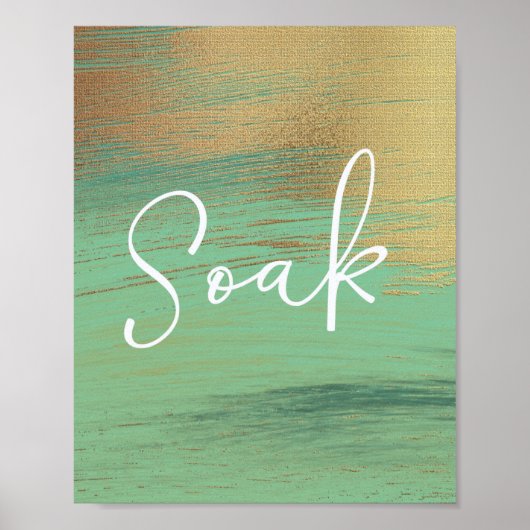 Affiche de salle de bain Écriture Verte Or Soak (Devant)