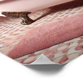 Affiche de salle de bain rose avec un requin drôle (Coin)