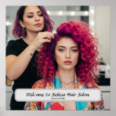 Affiche de salon de coiffure élégant avec nom pers (Devant)