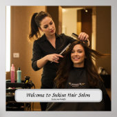 Affiche de salon de coiffure élégant avec nom pers (Devant)