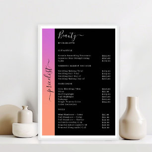 Affiche de salon de liste de prix Orange, Violet &