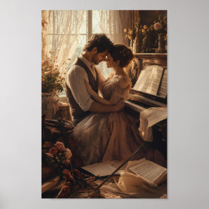 Affiche de salon pour amants Rêverie au piano roma