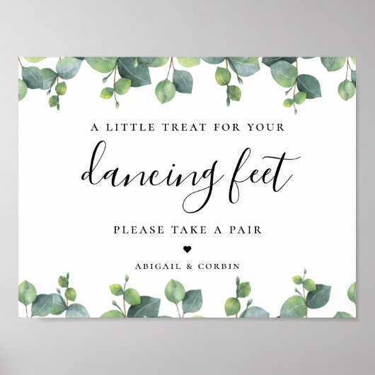 Affiche de sandales de mariage aux feuilles d'euca (Devant)