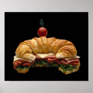 Affiche de sandwich à croissant