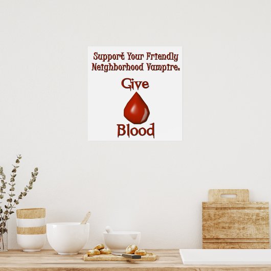 Affiche de sang Vampire Give Blood (Cuisine)