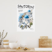 Affiche de Santorin Grèce  Églises à dôme bleu (Cuisine)