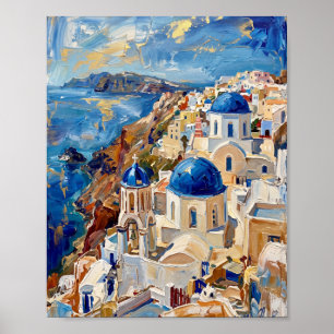 Affiche de Santorin Peinture à l'Huile Abstraite L