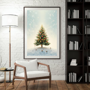 Affiche de sapin de Noël aux lumières scintillante